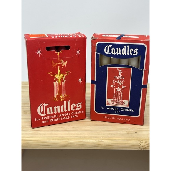 VINTAGE 12 RED & 12 White 4 INCH Candles For ANGEL CHIMES CHRISTMAS - Picture 1 of 6